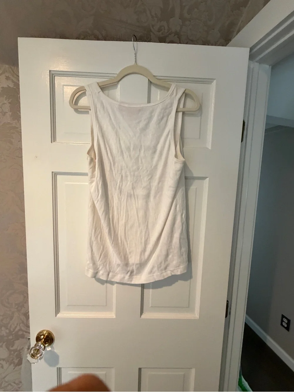 Tory Burch White Tank with Gold Sequin Emblem Xl crystals